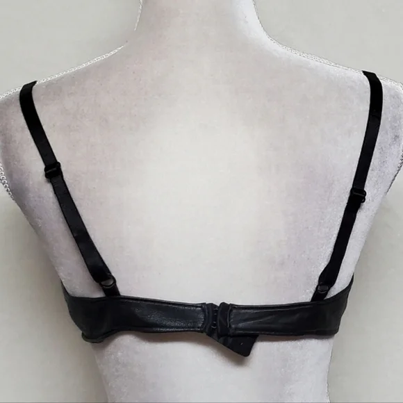 Spartacus Leathers of Oregon Rare Black Leather Low Cut Demi Balconette Bra 38C - Picture 8 of 14